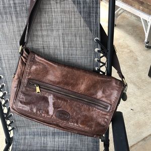 Fossil Brown Leather Laptop Bag